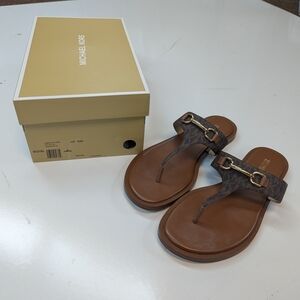 Michael Kors Tan and Gold Sandals